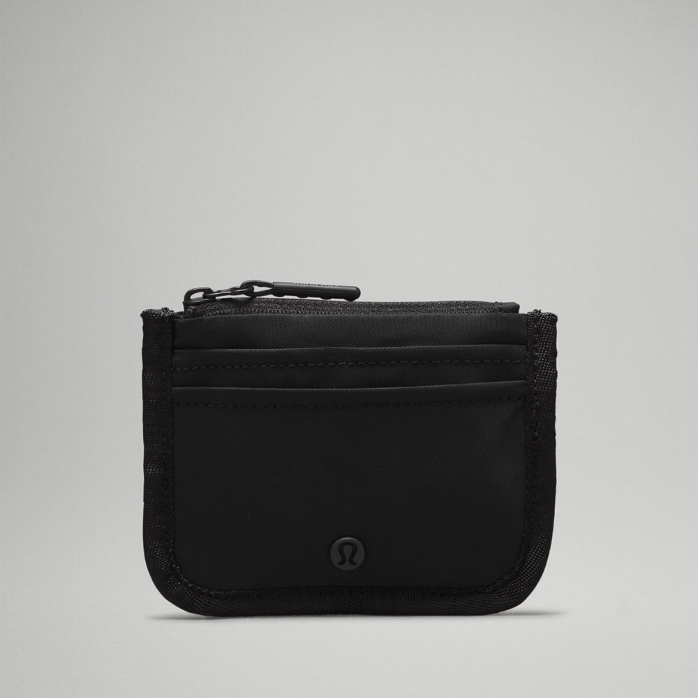 lululemon Dual Pouch Wristlet Black L Monogram Velvet Card Holder Wallet NWT